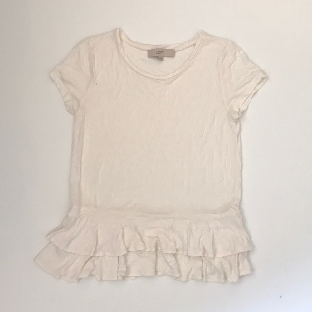 loft white T-shirt with ruffle detailing